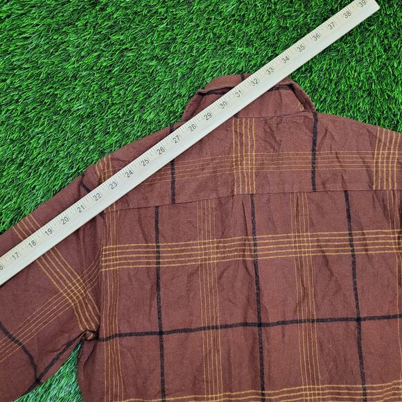 Vintage 90s Western Plaid Button Shirt Small 19x29 Brown - Picture 3 of 11